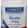 Vitamine B8 500 mcg (biotine) 90 vegi-caps Lamberts