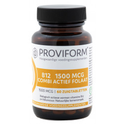 Vitamine B12 1500 mcg combi actief folaat 60 zuigtabletten Proviform