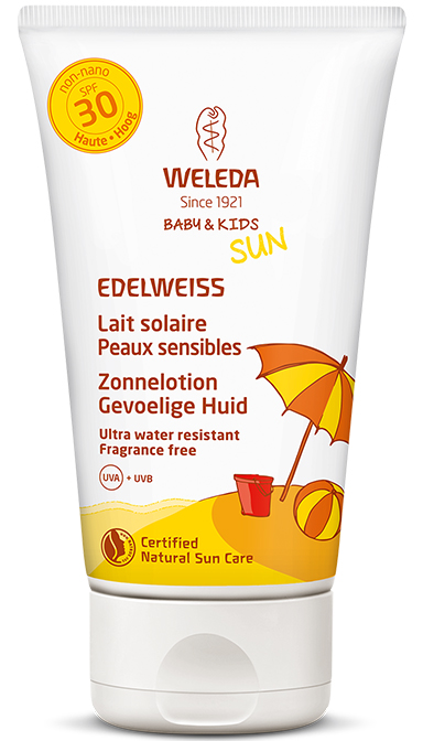 Edelweiss zonnelotion gevoelige huid SPF30 150ml Weleda*