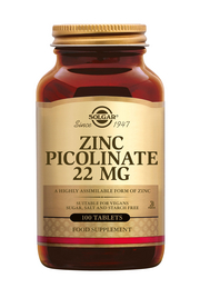 Zinc picolinate 22mg 100 tabletten Solgar