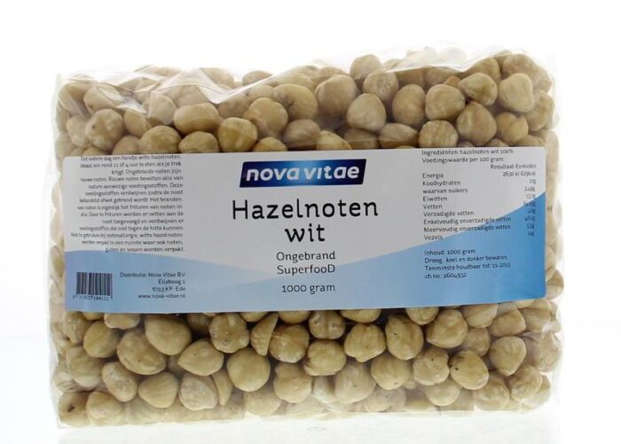 Hazelnoten wit ongebrand raw 1000 gram Nova Vitae