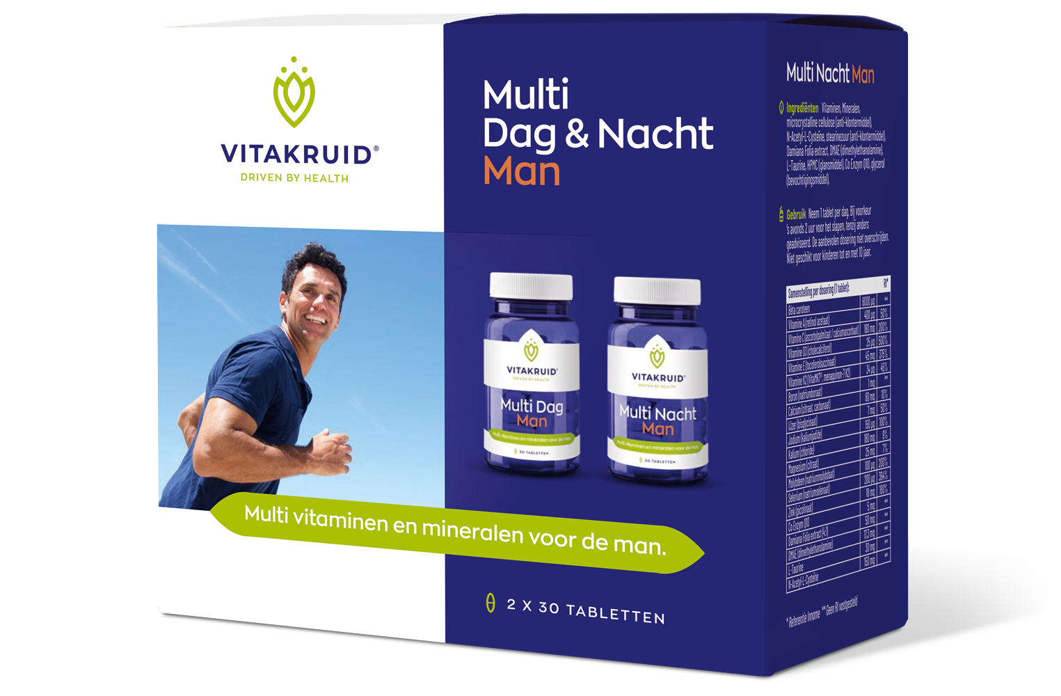 Multi dag & nacht man 2 X 30 stuks 60 tabletten Vitakruid