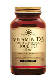 Vitamine D3 1000iu/75 mcg (geen visolie) 180 tabletten Solgar