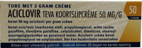 Aciclovir creme 50 mg/g 3 gram Teva