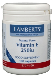 Vitamine E 250IE natuurlijk 100 vegicapsules Lamberts