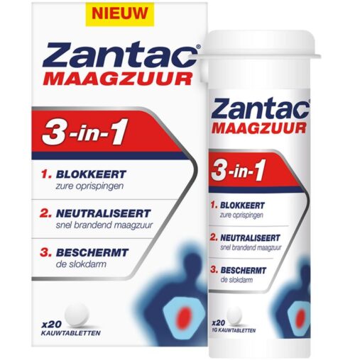 Zantac Maagzuur 3 in 1 20 Kauwtabletten
