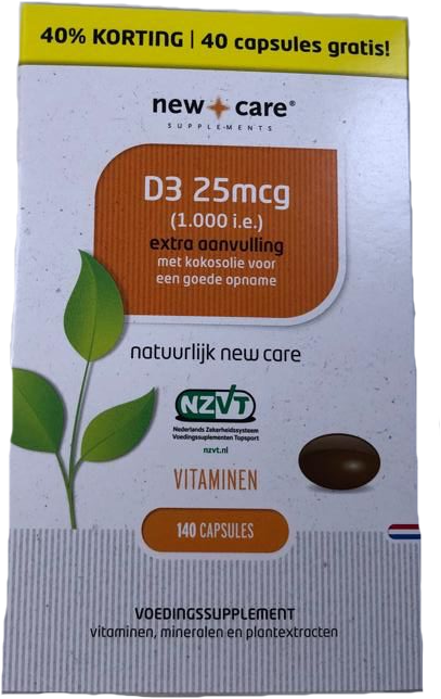 D3 25mcg 100 capsules + 40 voordeel New Care