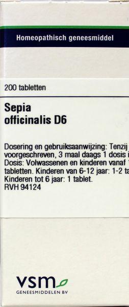 Sepia officinalis D6 200 tabletten VSM