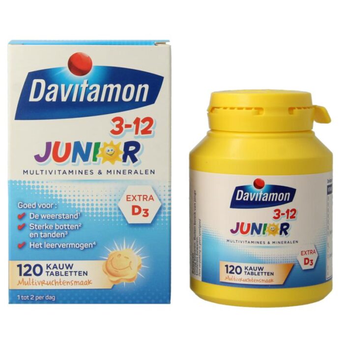 Junior 3 - 12 multifruit 120 kauwtabletten Davitamon