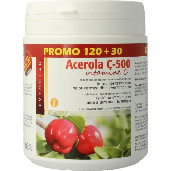 Acerola vitamine C 500 kauw 150 tabletten Fytostar