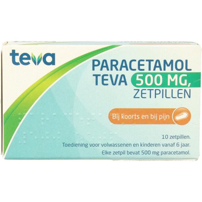 Paracetamol 500mg 10 zetpillen Teva