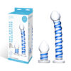 Glas - Double Penetration Glass Swirly Dildo & Butt Plug Set 2 st.